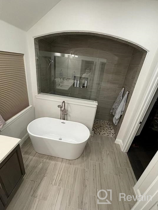 img 1 attached to FerdY Shangri-La 55" Acrylic Freestanding Bathtub - Small Classic Oval Shape, Brushed Nickel Drain & Minimalist Linear Design Overflow, Modern White CUPC Certified review by Shawn Vennakota