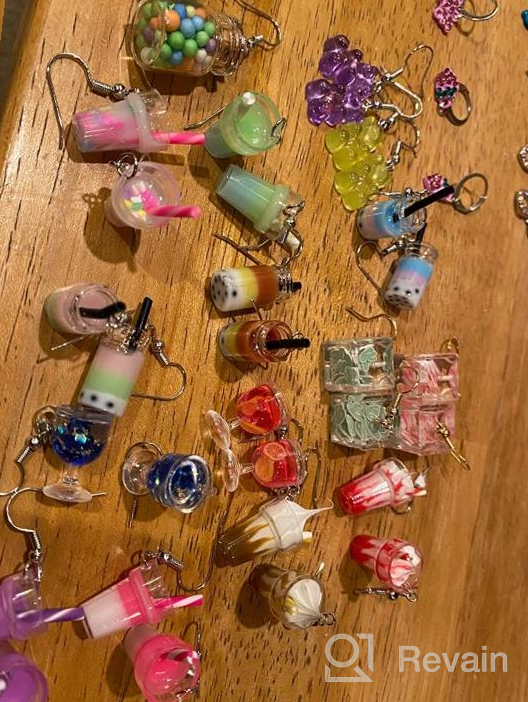 img 1 attached to 🌸 Teen Girls' Ultimate Collection: 16 Pairs of Cute & Quirky Dangle Earrings - Embrace the Kawaii Aesthetic with Boba Tea Drops! review by Tyshawn Adams