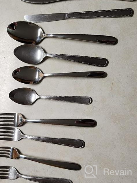 img 1 attached to Deedro 60 Piece Stainless Steel Flatware Set: Complete Service For 12 With Mirror Polished Finish, Durable Cutlery Set For Home Kitchen, Dishwasher Safe review by Dave Seawell