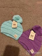 img 1 attached to Kids Cable Knit Winter Hat Beanie - Funky Junque Baby & Toddler Pom Cap review by Amy Brown