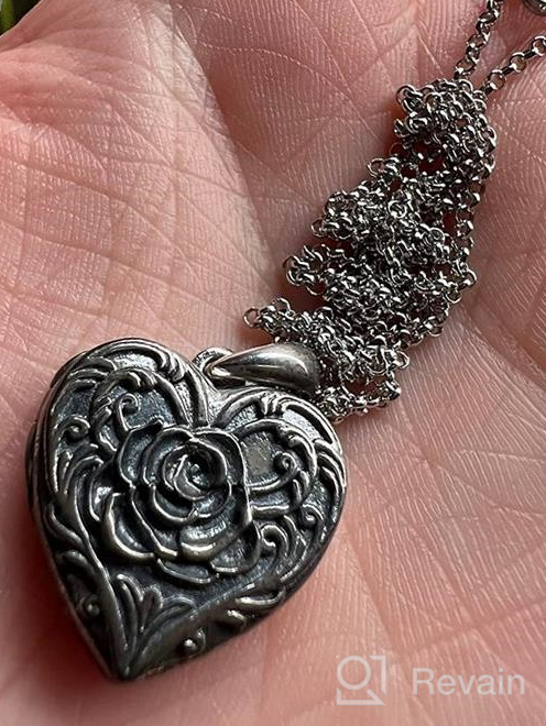 img 1 attached to Soulmeet Sunflower Rose Heart Locket Necklace - Personalized Sterling Silver/Gold Custom Jewelry That Keeps Loved Ones Close with Pictures review by Matt Abba