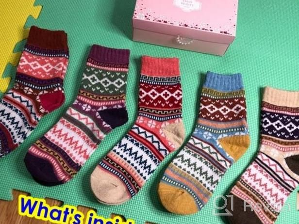 img 1 attached to Thick Knit Women'S Wool Cotton Socks - Set Of 5 Vintage Casual Winter Socks, Ultra Warm And Cozy review by Trina Piskie