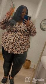 img 5 attached to Stylish Plus Size Leopard Print Tunic For Women: Long Sleeve Pleated Casual Top With V-Neck
