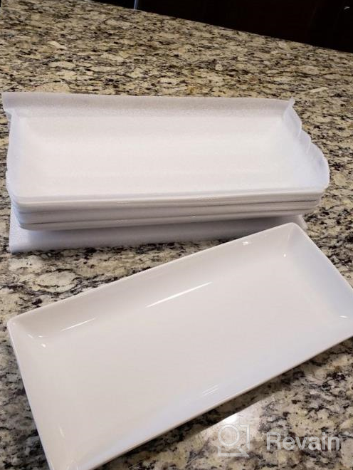 img 1 attached to 4-Piece Black Porcelain Serving Platter Set - 10” Tray For Appetizers, Sushi, Desserts & More - Microwave And Dishwasher Safe! review by Tyrell Rike