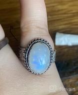 img 1 attached to Gorgeous Handmade Natural Moonstone Tiger Eye Malachite Solitaire Ring - 10x14mm Oval Shape - Genuine Gemstone - 925 Silver Overlay review by Tom Bennett
