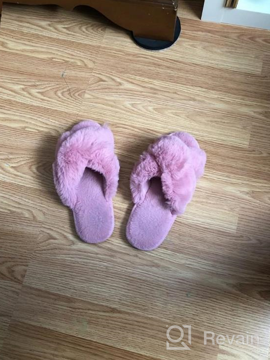 img 1 attached to Women'S Fuzzy Soft Plush House Slippers - Warm Cozy Open Toe Fluffy Home Shoes For Winter Indoor/Outdoor Slip On Breathable review by Matt Kovacevic