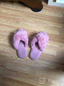 img 6 attached to Women'S Fuzzy Soft Plush House Slippers - Warm Cozy Open Toe Fluffy Home Shoes For Winter Indoor/Outdoor Slip On Breathable