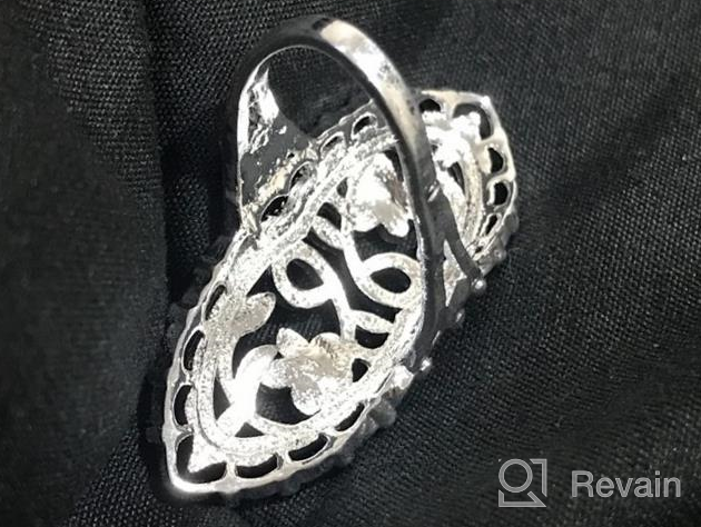 img 1 attached to Vintage Hollow Long Celtic Knot Daisy Flower Filigree Band Ring - XCFS 925 Sterling Silver Statement Piece with Floral Design review by John Milligan