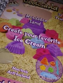 img 5 attached to Создавайте вкусные замки из песка с мороженым с набором CoolSand Deluxe Kit — 2 фунта формовочного песка для игр в помещении, формы, инструмент для нарезки и пластиковая песочница!