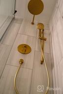 img 1 attached to Gabrylly Brushed Gold Wall Mounted Slide Bar Shower System With High Pressure 10" Rain Shower Head, 5-Setting Handheld Shower Set, And Valve Trim Diverter. review by Dan Germain