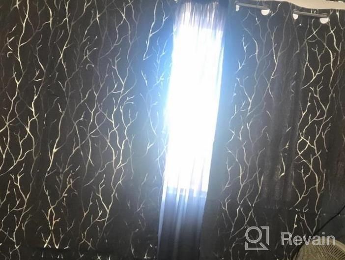 img 1 attached to Kotile Tree Curtains For Bedroom - Silver Foil Tree Branch Print Blackout Curtains Thermal Insulated Tree Window Curtains 63 Inch Length Grommet Black Curtains Tree Pattern, 52 X 63 Inches, 2 Panels review by Yousef Clark
