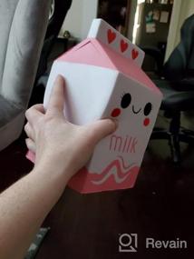 img 5 attached to Anboor Milk Box Squishies - 8,9 дюйма Jumbo, мягкие, медленно поднимающиеся, ароматизированные, Kawaii Food Squishy Charm для снятия стресса, детские игрушки и декоративные реквизиты розового цвета