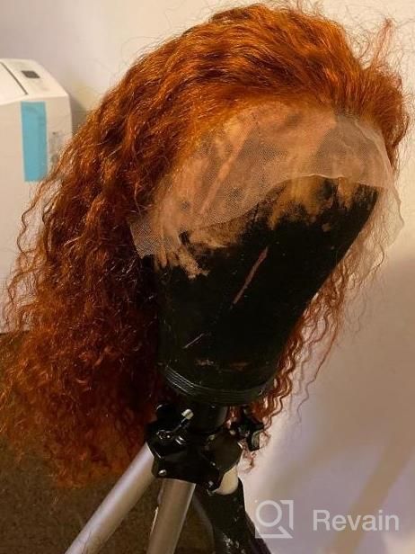 img 1 attached to Glamorous Ginger Orange Lace Front Human Hair Wig - 22 Inch Wet Wavy Style For Black Women review by Tara Ford