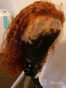 img 5 attached to Glamorous Ginger Orange Lace Front Human Hair Wig - 22 Inch Wet Wavy Style For Black Women