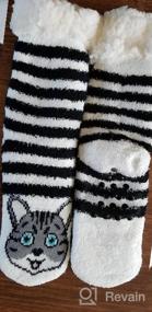 img 5 attached to Women'S Fuzzy Non-Slip Winter Slipper Socks With Cute Cartoon Animal Design