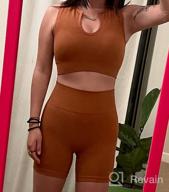 img 1 attached to Women'S 2 Piece Ribbed Yoga Gym Outfit High Waisted Biker Shorts Sport Bra Tracksuit Set review by Brian Gordon