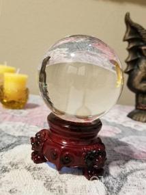img 6 attached to Amlong Crystal 3 Inch (80Mm) Pink Crystal Ball With Redwood Lion Resin Stand And Gift Box For Decorative Ball, Lensball Photography, Gazing Divination Or Feng Shui, And Fortune Telling Ball