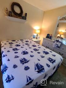 img 8 attached to Nautical Dreams Come True With DriftAway'S Harbor Sailboat Ocean Printed Bed Sheet Set - Navy Twin Set
