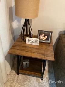 img 5 attached to Set Of 2 Industrial Style End Tables With Storage Shelves For Living Room, Rustic Walnut Finish, Easy Assembly - GreenForest Nightstand