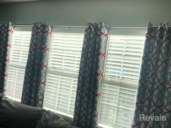 img 1 attached to Red And Gray Alexander Thermal Blackout Grommet Unlined Window Curtain Set Of 2 Panels, 52X96 Inch With Spiral Geo Trellis Pattern - DriftAway review by Jeff Wieczorek