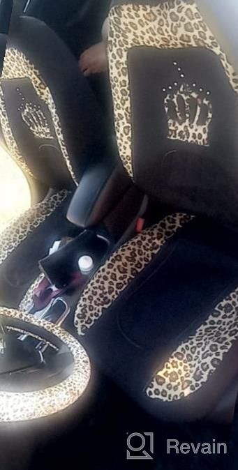 img 1 attached to Stand Out In Style With Our Leopard Print Car Seat Covers - Full Set With Cute Crown Cheetah Pattern And Bling Diamond For Women And Girls - Fits SUVs, Trucks, And Vans review by Derrick Shah