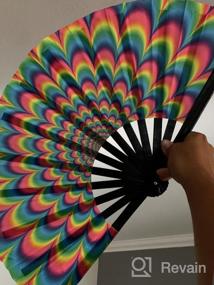 img 5 attached to OMyTea Bamboo Folding Hand Fan - Perfect For EDM Festivals, Performances & Gifts!