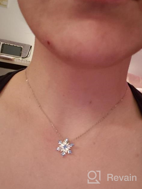 img 1 attached to Women'S 925 Sterling Silver Snowflake Pendant Necklace With Blue Crystals - Elegant Fashion Jewelry For Collarbone Chain review by Tristan Graham