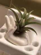 img 1 attached to White Ceramic Mini Hand-Shaped Air Plant Holder Stand For Tillandsia Container Pots Home Decor - 3 Pack review by Heather Hill