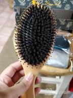 img 1 attached to Boar Bristle Hair Brush For All Hair Types With Wooden Comb & Travel Bag - Perfect Gift For Women, Men, And Kids review by Jason Stokes