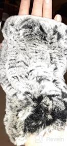 img 6 attached to Женские зимние варежки из меха кролика Valpeak: вязаные перчатки без пальцев