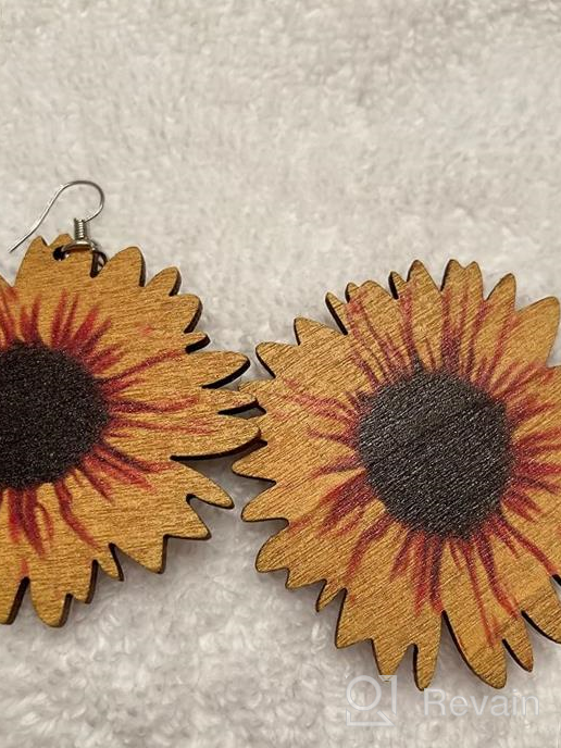 img 1 attached to Handmade 3D Wooden Sunflower Drop Earrings: Bohemian Dangle Jewelry for Women & Girls review by Wendy Busse