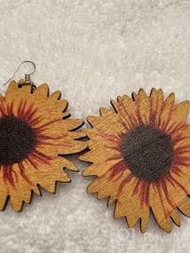 img 8 attached to Серьги солнечного цветка из дерева "Handmade 3D Wooden Sunflower Drop Earrings: Bohemian Dangle Jewelry for Women & Girls