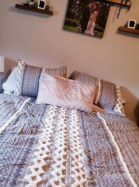 img 1 attached to Mid Century Modern Design Duvet Set - INK+IVY Nea - 100% Cotton, All Season Comforter Cover Bedding Set With Matching Shams, Full/Queen Size, Stripes Teasel Ivory - 3 Piece Set review by Joe Comforti