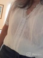 img 1 attached to Women'S Swiss Dot Lace Crochet Blouse, V Neck Short Sleeve Shirt With Pom Poms, Casual Loose Fit review by Jill Ramos