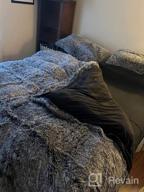 img 1 attached to Luxury XeGe Plush Shaggy Duvet Cover Set - Ultra Soft Velvet Fluffy Bedding Sets 3 Pieces (Queen, Dark Gray Ombre) With Zipper Closure review by Sandra Goode