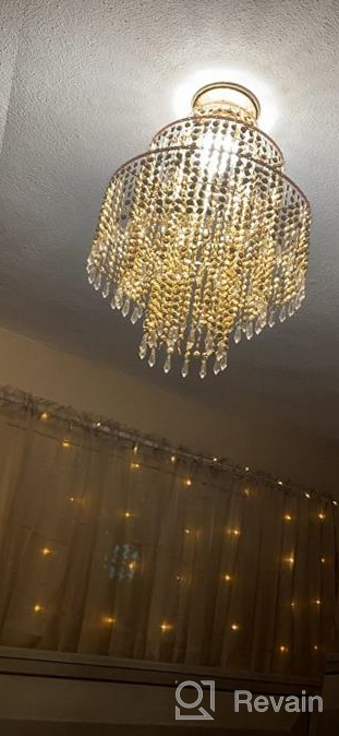 img 1 attached to Gold Acrylic Chandelier Shade With Crystal Beads And 3 Tiers - Perfect For Bedroom, Wedding, Or Party Decoration - 12.6" Diameter review by Antonio Bly