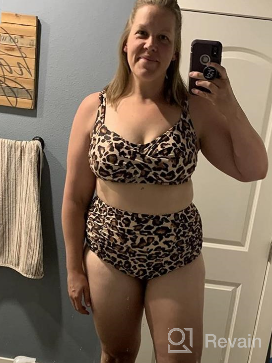 img 1 attached to Plus Size Two Piece Swimsuit High Waisted Vintage Twist Front Retro Bikini Ruched Bottom Women'S Bathing Suit review by Erika Carroll