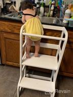 img 1 attached to Kids Step Stool With Safety Rail 2 In 1 Convertible Toddler Standing Tower Or Montessori Learning Table, MDF Child Standing Helper For Kitchen Bathroom Counter(Walnut) review by Matt Dyen