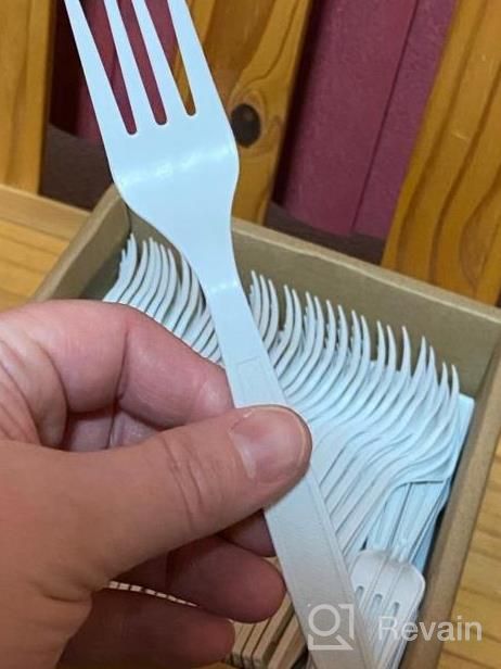 img 1 attached to Compostable Forks Large 7 Inch 100% Biodegradable Cutlery Utensils 140 Pieces Disposable Utensils Eco Friendly For Party, Camping review by Darrick Dobbin