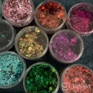 img 1 attached to Holographic Chunky Glitter Makeup Set - 12 Colors For Nails And Face - 11Oz Cosmetic Grade Festival Glitter (B) review by Kwesi Delgado