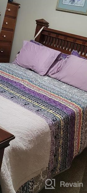 img 1 attached to 🌸 FlySheep Colorful Boho Quilt Set: Bohemian Butterfly Pink n Blue Floral Bedspread/Coverlet for Summer - 92x90 inches review by Juan Crane