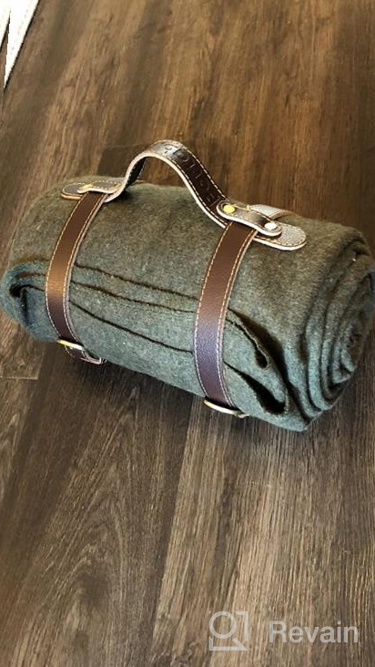 img 1 attached to 🏞️ Convenient Portable Genuine Leather Outdoor Picnic Blanket Carry Strap for Camping, Festivals, and Picnics - Motorcycle Bedroll Straps Included (Dark Brown) review by Bryan Brant