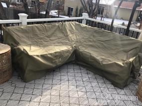 img 5 attached to Heavy Duty 100"X100" Outdoor Sectional Cover - Waterproof 600D Patio Furniture Cover, V-Shaped L-Shape Lawn Protection (Natural Beige)