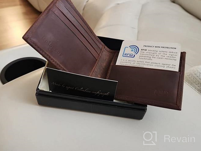 img 1 attached to Kolossus Wallet For Men, Full Grain Leather, Minimalist Slim, RFID Blocking, Billfold With 6 Card Slots (Black) review by Get Maldonado