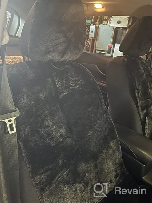 img 1 attached to Experience Ultimate Comfort And Style With Carbella Black Sheepskin Car Seat Covers - Luxurious Faux Fur Front Seat Covers For Cars, Trucks, And SUVs! review by Pat Haberman