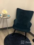 img 1 attached to Tufted Wingback Velvet Accent Chair With Arms - Elegant And Comfortable Upholstered Chair For Living Room, Bedroom, And Waiting Room - Solid Wood Legs In Teal Color review by Mary Gardner