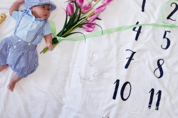 img 1 attached to LovelySprouts Premium Fleece Monthly Milestone Blanket: Wrinkle & Fade-Resistant, Large 60 X 40 Size - Perfect For Baby Boy Or Girl Photo Props, Mountain Design review by Kim Thompson