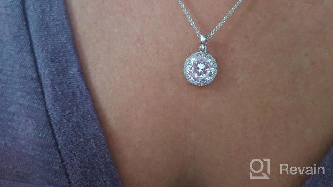 img 1 attached to 🤩 Stunning Cate & Chloe Sophia Silver Halo Pendant Necklace - 18k White Gold Plated Circle Design with Solitaire Cubic Zirconia Diamond Cluster - Perfect for Weddings and Anniversaries! review by Sara Adams