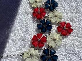 img 5 attached to LUX ACCESSORIES Red and Green Flower Statement Necklace for Christmas and Holiday Season.