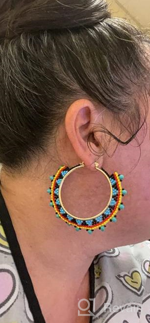 img 1 attached to 🌸 Native American-inspired Handmade Beaded Hoop Earrings: Modern Twist on Traditional Seed Bead Work Jewelry review by Alison Herrier